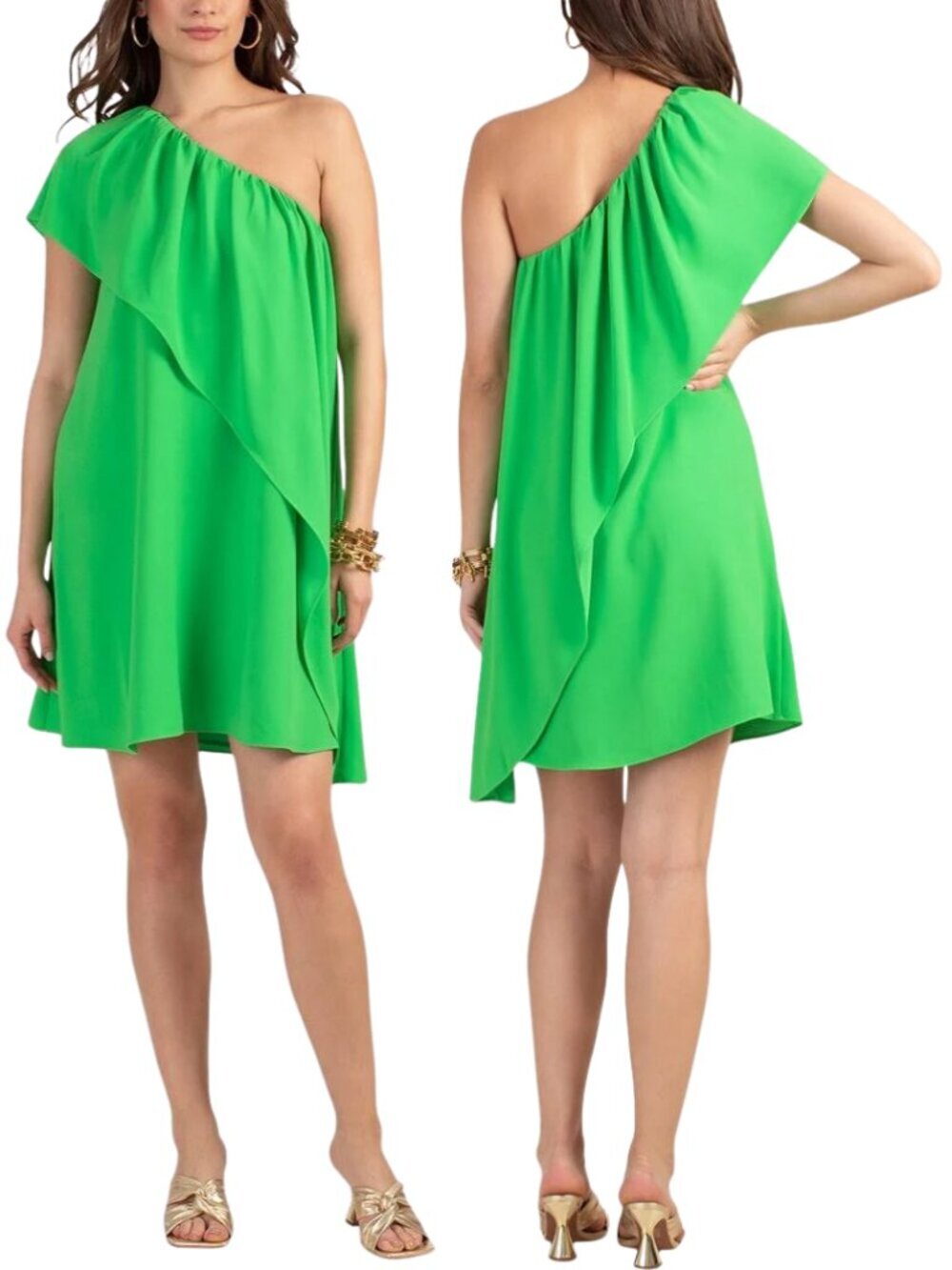 Trina Turk Satisfied One Shoulder Mini Dress Women's XXL Vert Green Cocktail NWT